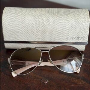 Jimmy Choo Silver and Cream Aviator Sunglasses